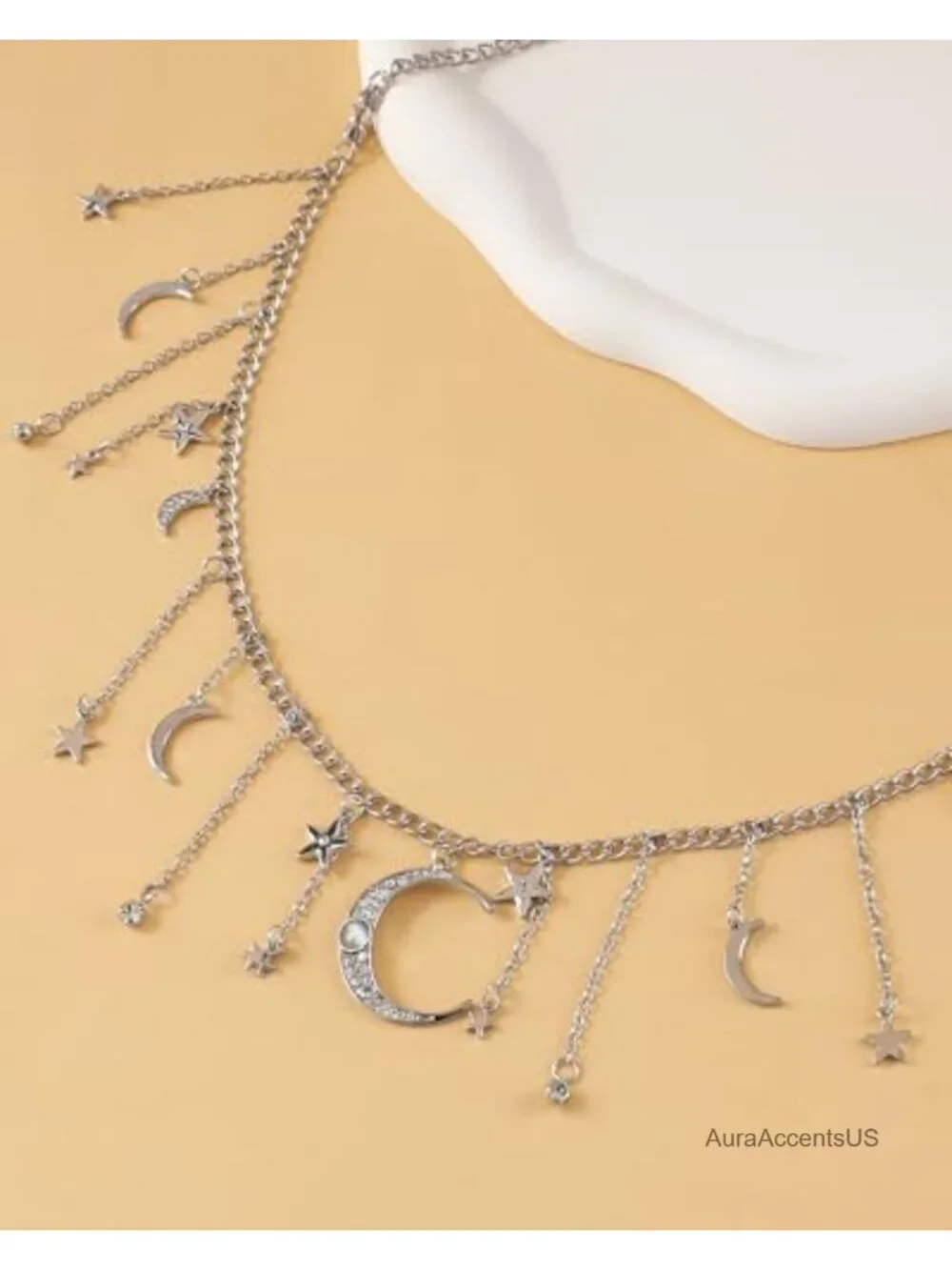 Moon Chain Belt with Star Tassel, Bohemian Waist Chain, Lobster Clasp